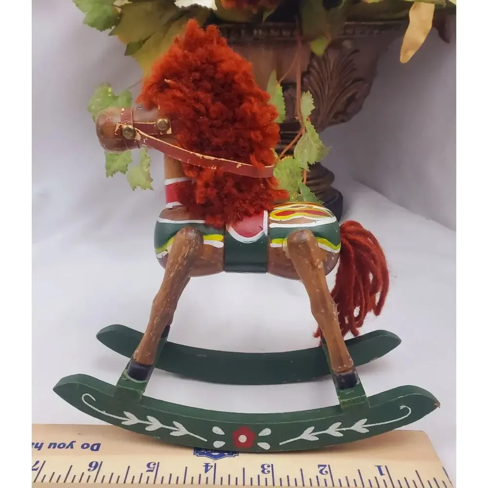 Vintage Kurt Adler Wooden Rocking Horse Christmas Decoration Ornament Wood Toy
